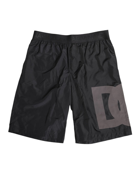 Trajes de baño Dolce &amp; Gabbana con estampado de logotipo negro para hombre