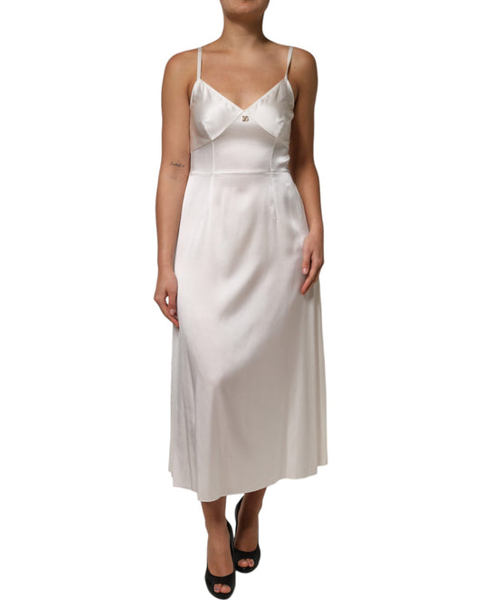 Vestido de dormir de seda con combinación completa y logotipo DG blanco de Dolce &amp; Gabbana