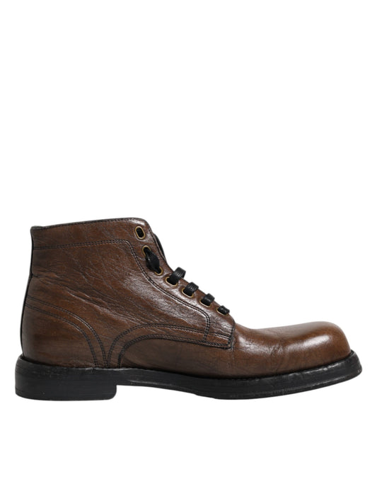 Botines con cordones de cuero marrón para hombre de Dolce &amp; Gabbana