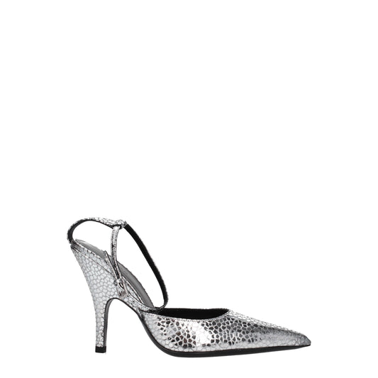 BY FAR Gray Leather Sandal