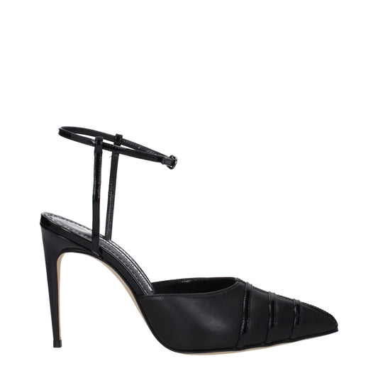 Manolo Blahnik Black Leather Sandal