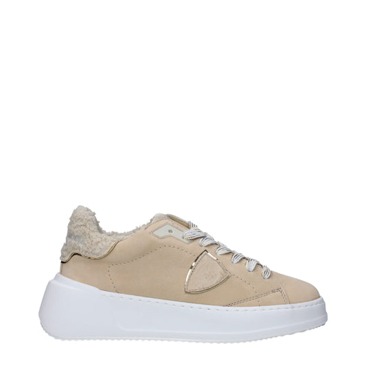 Philippe Model Beige Leather Sneakers