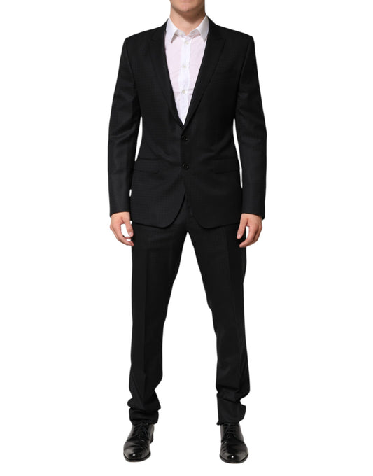 Dolce & Gabbana Black Jacquard Single Breasted 2 Piece Suit