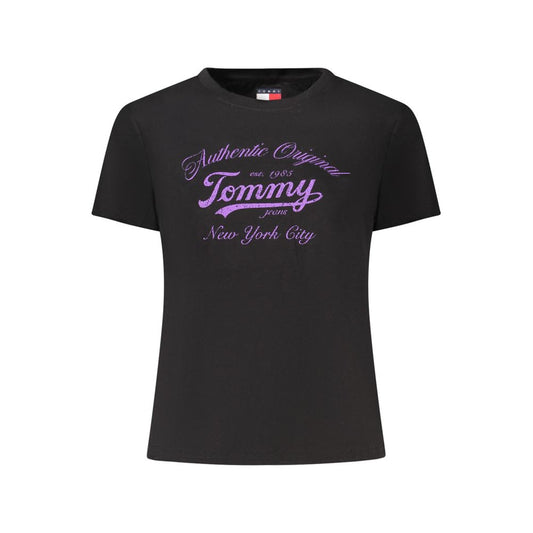 Camiseta negra de algodón para mujer de Tommy Hilfiger