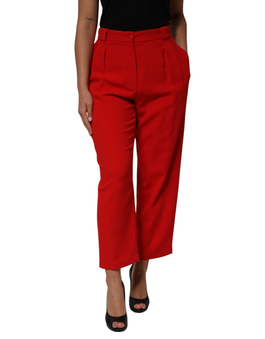 Dolce & Gabbana Red HighWaist Straight Women Trouser Pants