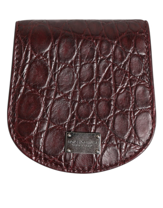 Dolce & Gabbana Burgundy Exotic Skin Coin Condom Case Holder Pocket Wallet