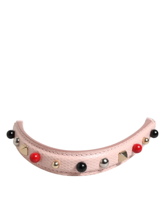 Dolce & Gabbana Light Pink Embellished Leather Bag Handle  Shoulder Strap