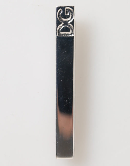 Dolce & Gabbana Silver Tone Brass Logo Branded Men Accessory Tie Clip Bar