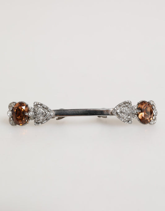 Dolce & Gabbana Lapel Pin 925 Sterling Silver Crystals Accessory Brooch