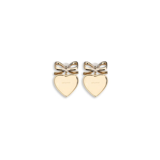 Self-Portrait GOLD BOW CRYSTAL HEART EARRINGS