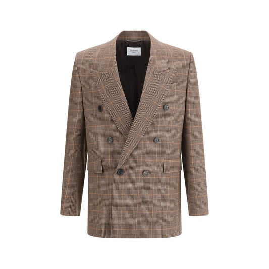 Blazer de lana Príncipe de Gales de Saint Laurent