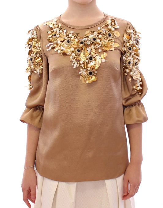 Dolce & Gabbana Gold SPECIAL Piece Runway Crystal Blouse
