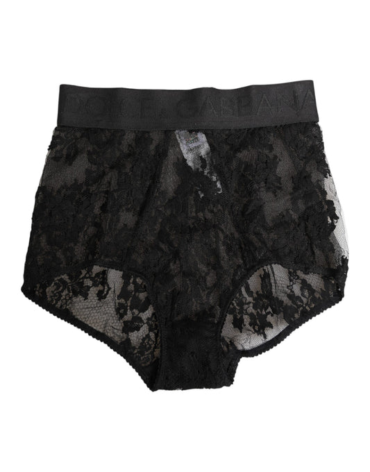 Dolce & Gabbana High Waist Briefs Black Floral Lace  Underwear