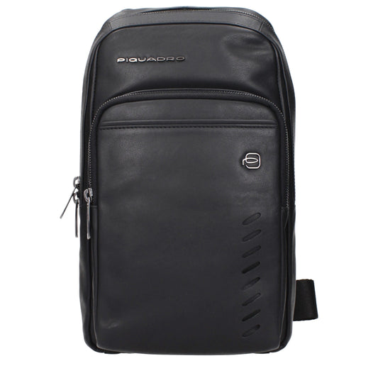 Piquadro Black Leather Crossbody Bags