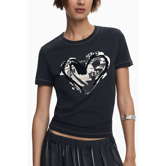 Desigual Black Cotton Tops & T-Shirt