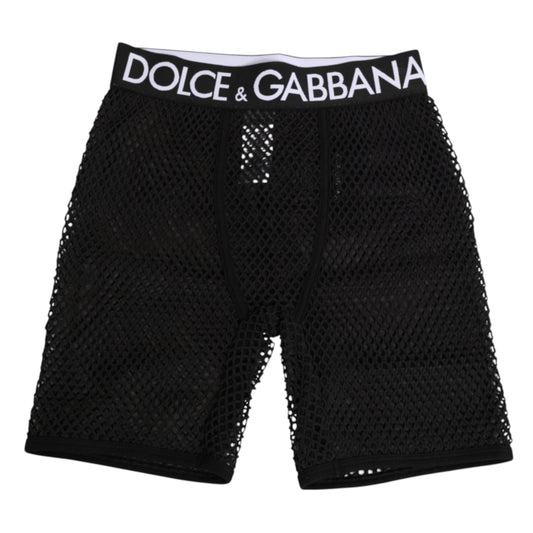 Dolce & Gabbana Black Cotton Logo Shorts Midi Trouser Underwear