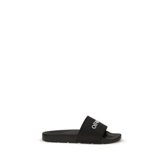 Off-White Black Slides with Bookish Logo