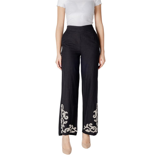 Vila Clothes Black Viscose Pant