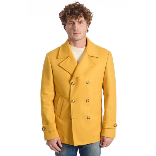 Roberto Pepe Luxury Yellow Wool Coat