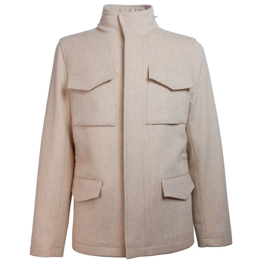 Made in Italy Beige Wool Men Jacket