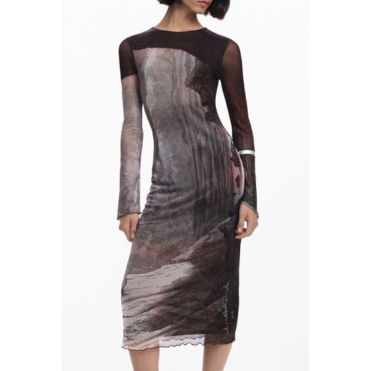 Desigual Brown Polyester Dress