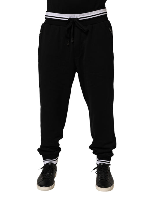Dolce & Gabbana Black Cotton Sacred-Heart Men Jogger Pants