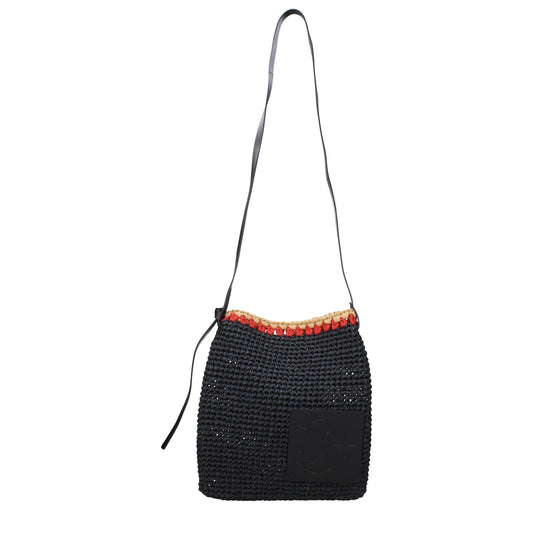 Jil Sander Black Raffia Crossbody Bags