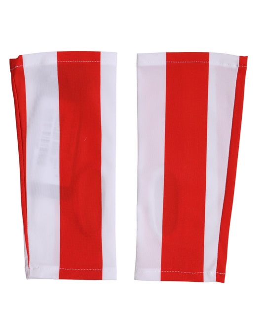 Dolce & Gabbana Red White Nylon Fingerless Wrist Length Gloves