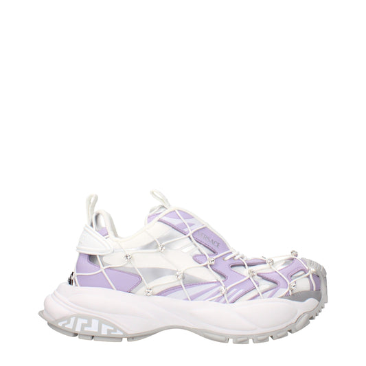 Versace White Fabric Chunky Sneakers