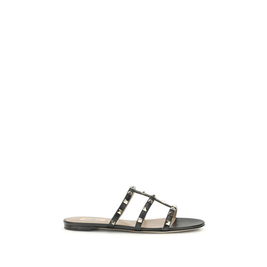 Valentino Garavani Black Calf Leather Bos Taurus Sandals