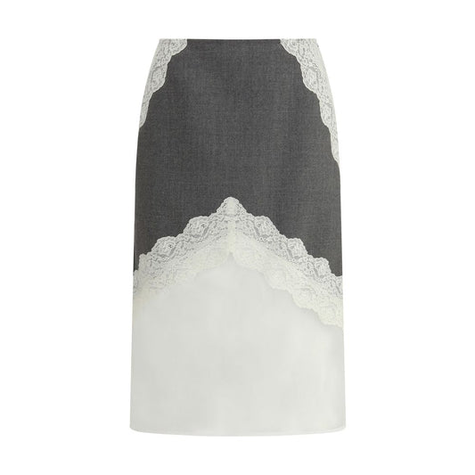 Jil Sander Gray Polyester Midi Skirt
