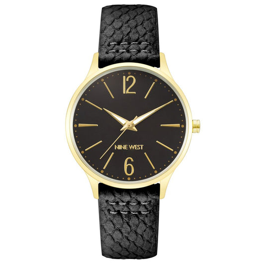 Nine West Black Leather Dress Watch