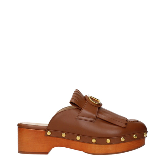 Valentino Garavani Brown Leather Slippers