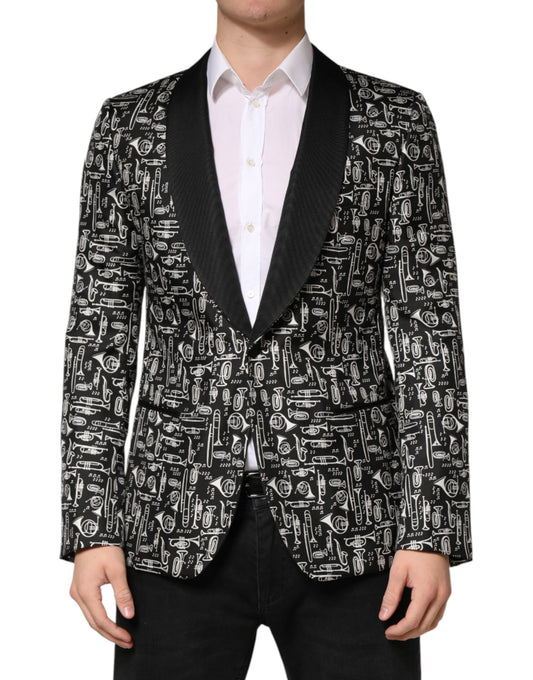 Dolce & Gabbana Black Jazz Club Silk Single Breasted Blazer
