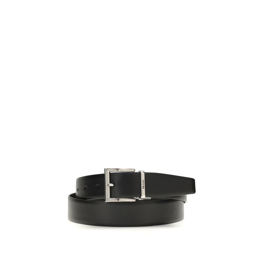 Prada Black Calf Leather Bos Taurus Regular Belt