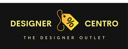 Logo with 'DESIGNER CENTRO' text and a yellow tag on a black background