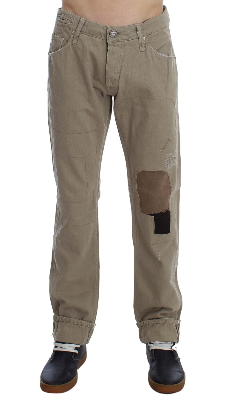 Pair of cargo pants with patches on knees