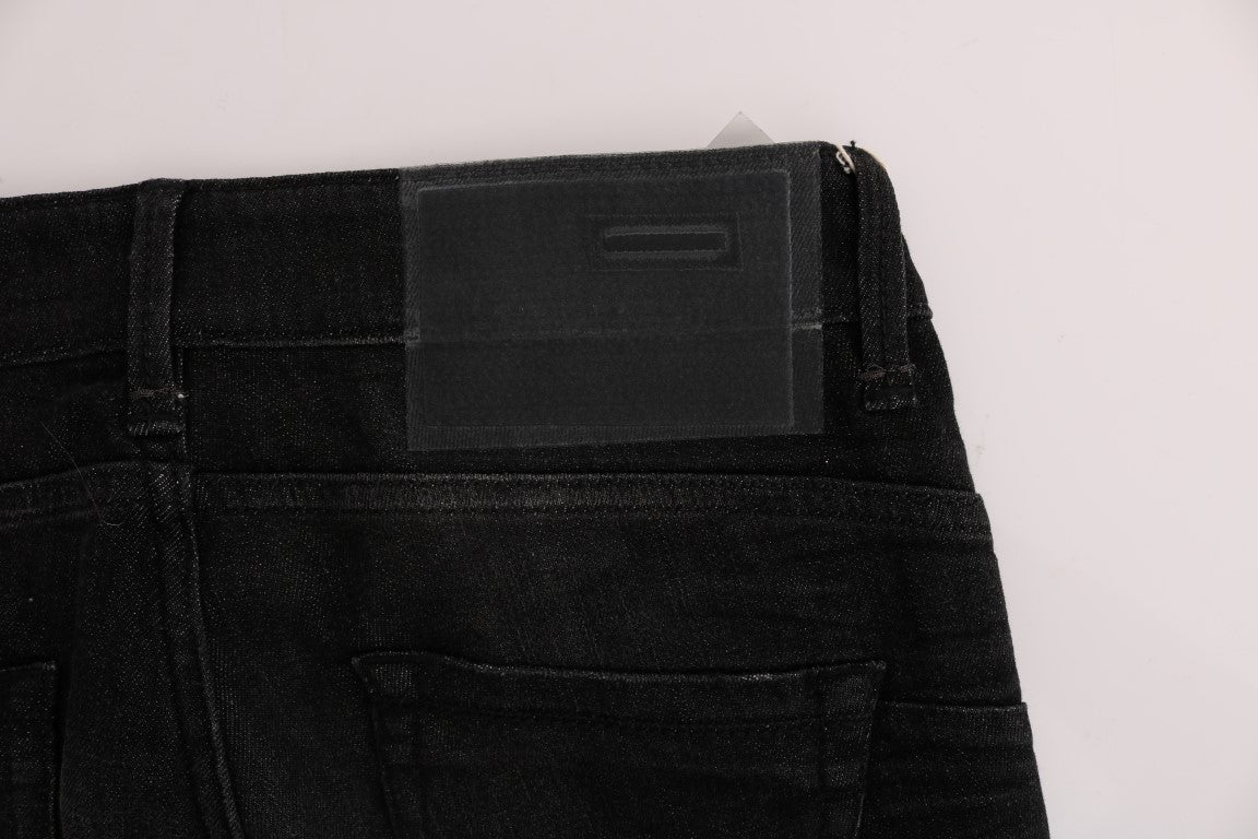 Black fabric with a pattern on it