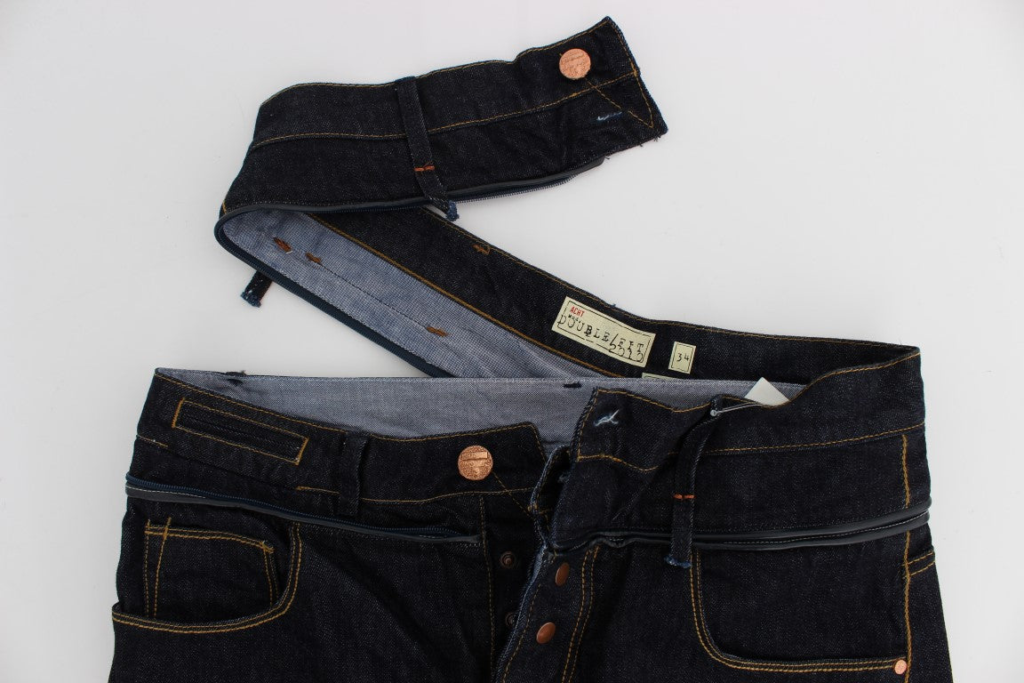 Pair of blue jeans on a white background