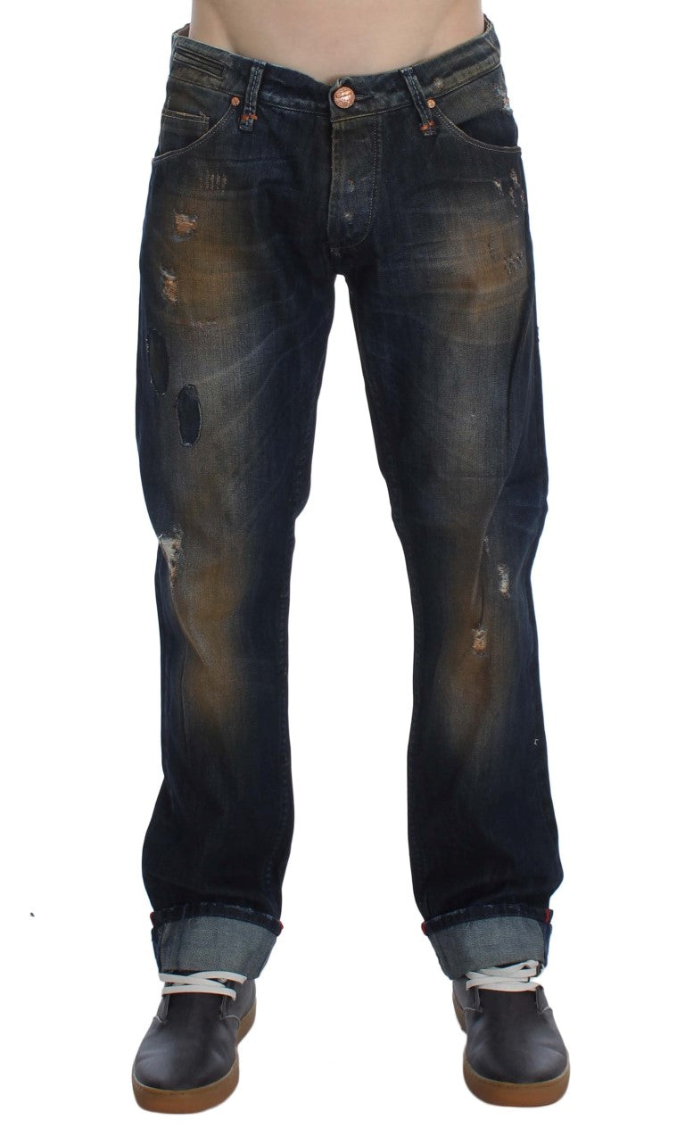 Pair of faded blue jeans