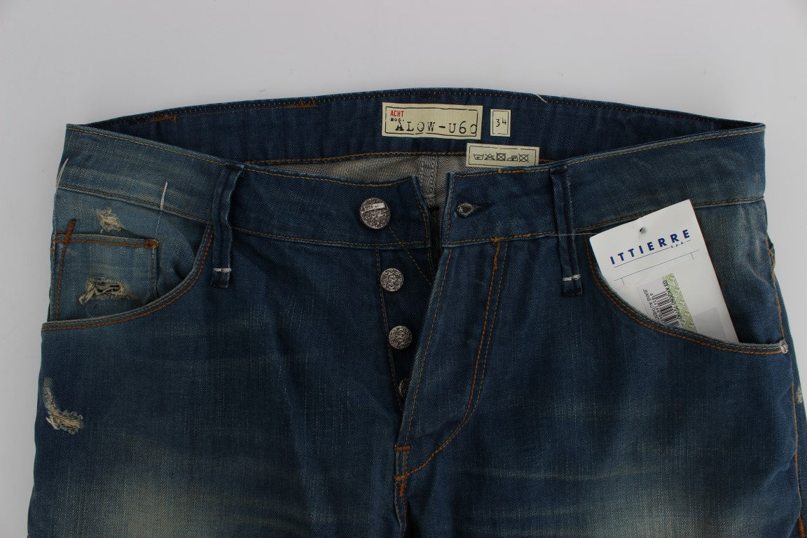 Blue denim jeans on hanger