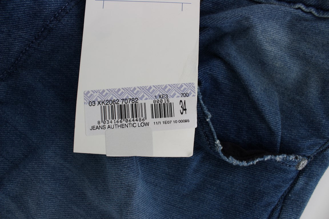 Blue jeans with tag on waistband