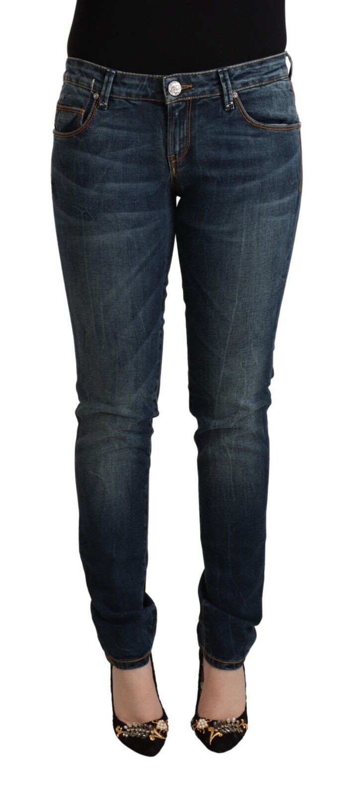 Pair of blue denim jeans on a mannequin
