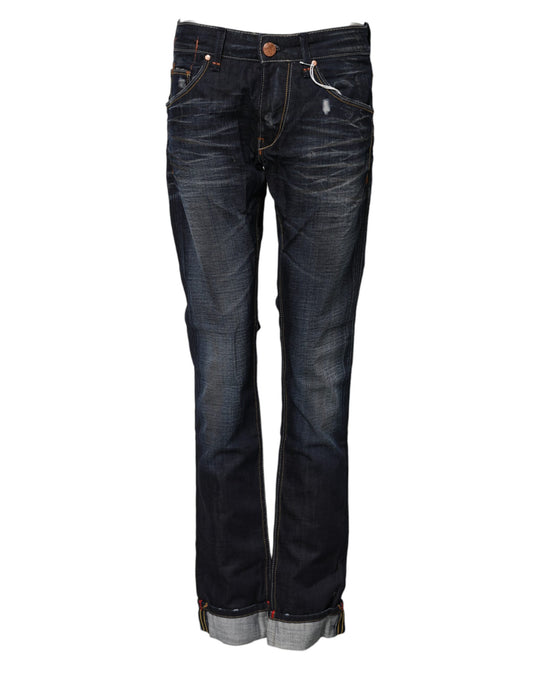 Pair of blue jeans on a hanger