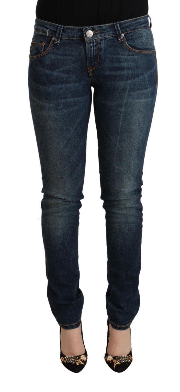 Pair of blue denim jeans on a mannequin