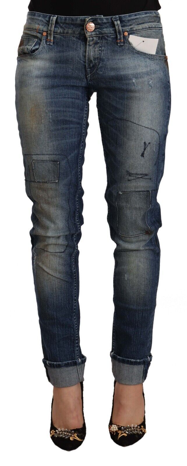 Pair of blue denim jeans on a mannequin