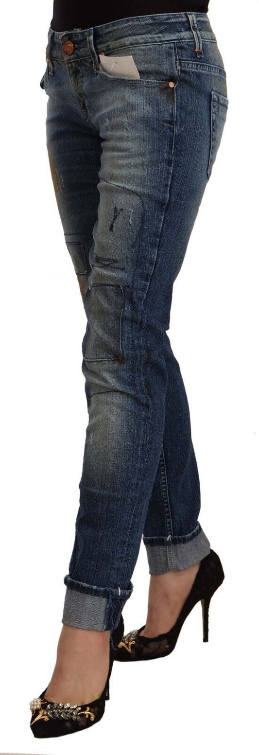 Woman wearing blue denim jeans