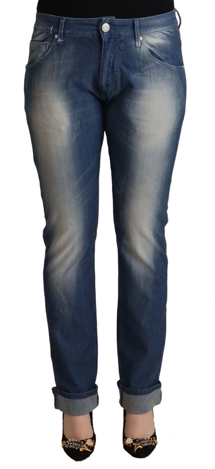 Pair of blue denim jeans on a mannequin