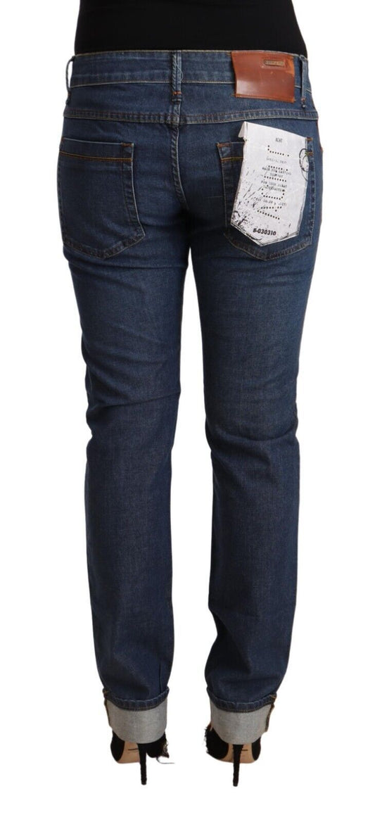 Pair of blue jeans with pocket on right leg