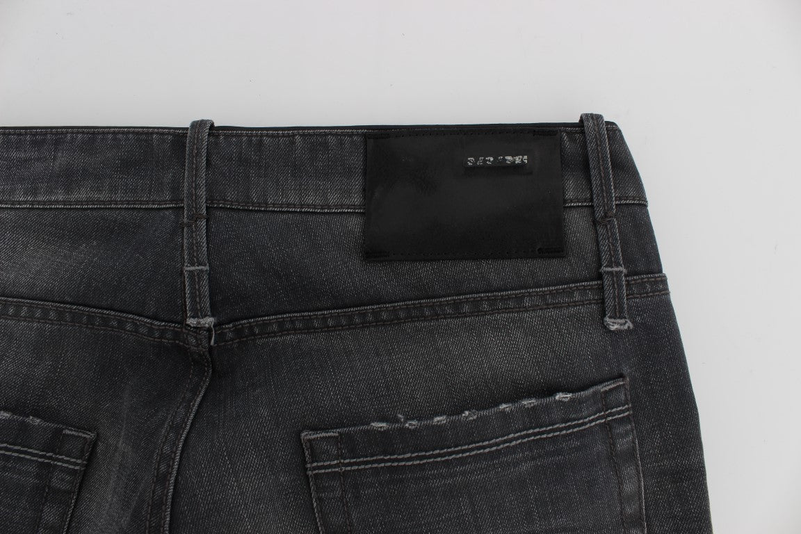 Pair of blue denim jeans on a white background